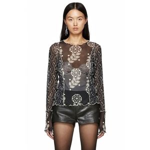 Anna Sui X Free People Y2K Floral Sheer Mesh Top